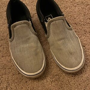 Vans Gray & Black Slip-On Shoes size 1 youth